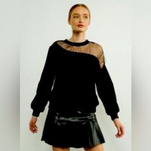 MAEVE SHEER SHOULDER PULL OVER KNIT TOP SIZE L